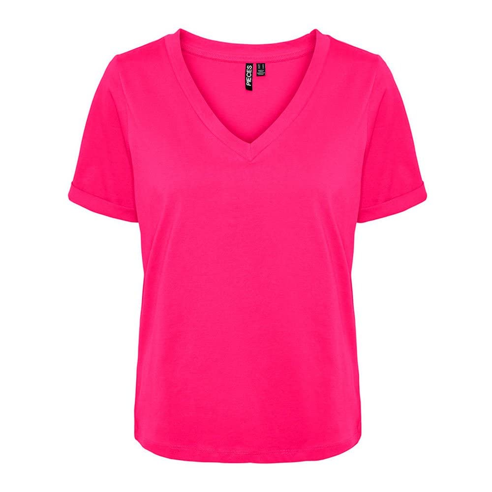 Pieces Pcria SS Women's Short-Sleeved V-Neck T-Shirt (Pack of 1)