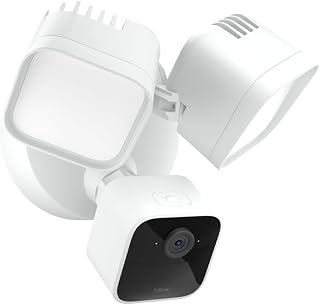 Blink Wired Floodlight Camera, Smart security camera, 2600 lumens, HD live view, enhanced motion detection, built-in siren, Works with Alexa, 1 camera (White)