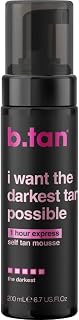 b.tan Ultra Dark Self Tanner Mousse - 1 Hour Express Bronzing Fake Tan Foam | I Want The Darkest Tan Possible, Moisturizing, Streak-Free Fake Tanning Foam, Instant Sunless Deep Bronze Glow