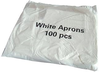 Disposable White Flat Pack of 100 Aprons | Strong multipurpose polythene, for cooking, clinics, hospitality and workplace protection