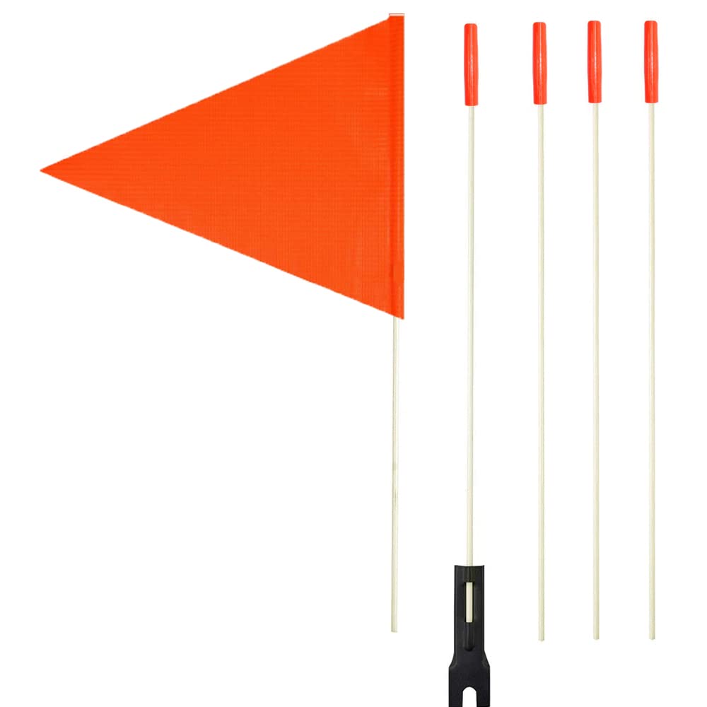 Upgraded Bike Flags with Pole, 6 ft High Visibility Orange Fags | Adjustable hei