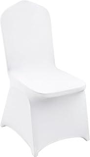 VEVOR 100 Pcs White Chair Covers Polyester Spandex Chair Cover Stretch Slipcovers for Wedding Party Dining Banquet Flat-Front Chair Covers