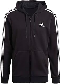 adidas Mens Essentials French Terry 3-Stripes Full-Zip Casual Outerwear Casual - Black