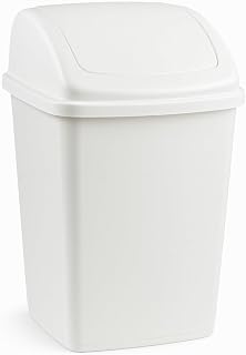 Best House | Swing Bin 35 Liters | White | 1 Pc | Waste Bin, Durable, Lightweight Hinged Swing Lid for Kitchen, Office, and Home Use – Odor-Reducing Design - L 36 cm x W 28.5cm x H 55cm
