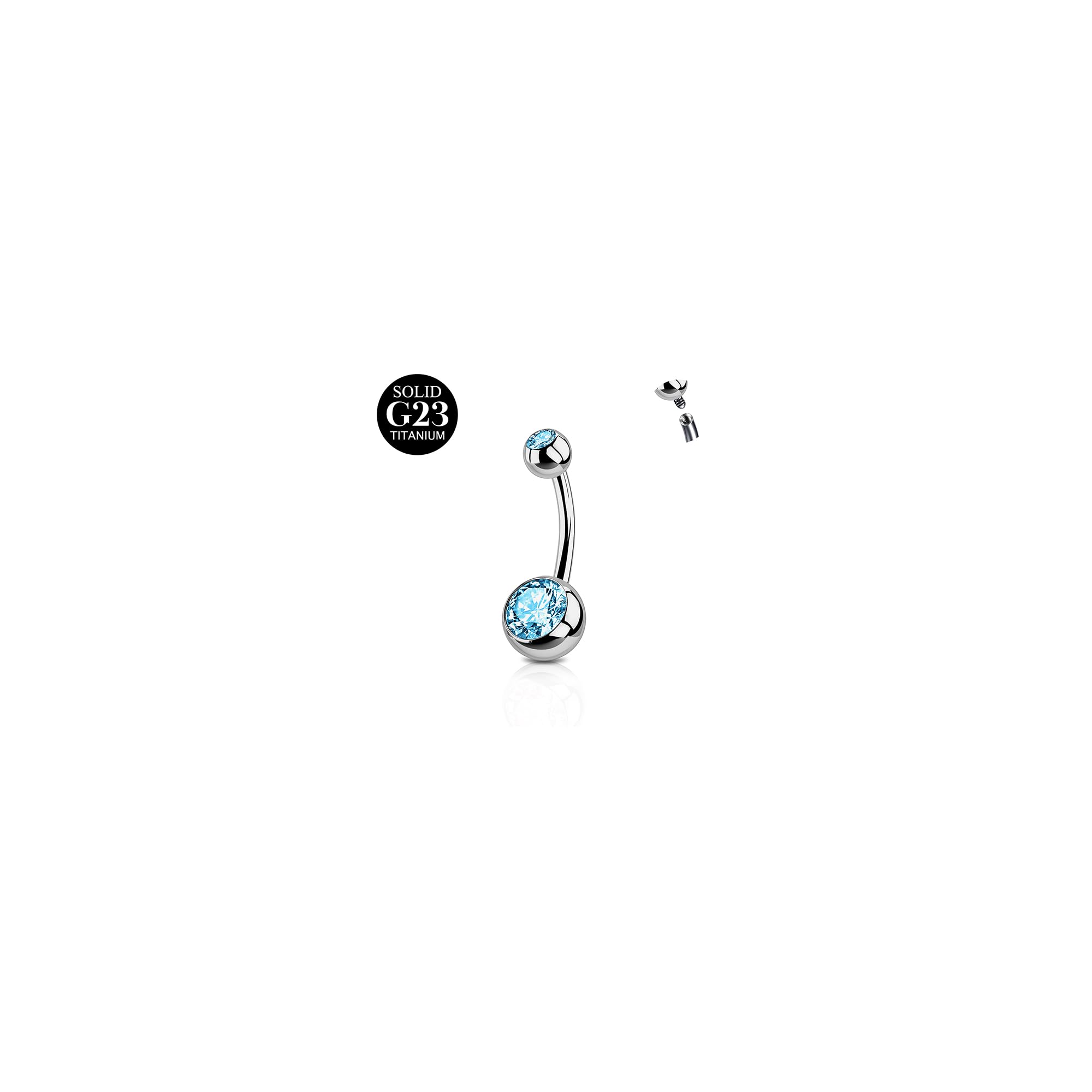 FunZing Titanium belly button bars silver 6mm 8mm 10mm 12mm 14mm 16mm bar length