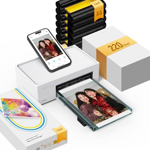 Liene M100 4x6'' Photo Printer Bundle (220 pcs +6 Ink Cartridges), Wi-Fi Picture