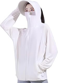 DMFU Women's Rash Guard Hoodie, Cool Touch, UV Protection, UPF 50+ 360-Degree UV Protection, Swimsuit, Body Shape Coverage, Cute, Rash Guard Hoodie, Sun Protection Wear, Solid, Long Sleeve, Summer