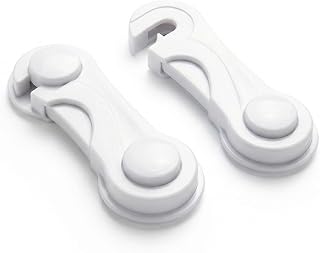 12 Pcs Cabinet Door Locks, Adhesive Safety Locks for Drawers and Cabinets, Kitchen Pantry Proof Latch, White