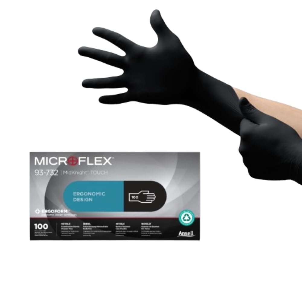 Ansell Microflex 93-732, Multipurpose Nitrile Disposable Gloves for Precise Hand