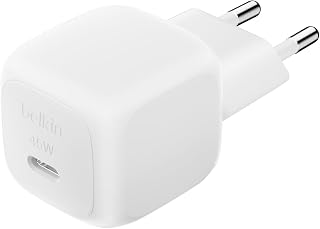 Belkin Compact USB-C Wall Charger (45W) Fast Charger with USB-C Power Delivery for Apple iPhone 16, 16 Plus, 16 Pro, 16 Pro Max, 15 Series, Samsung Galaxy S25, iPad, AirPods and More - White
