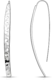 LeCalla 925 Sterling Silver Threader Earrings for Women | Handmade Wire Boho Hoops & Drop Earrings in Spiral, Heart, Bar Designs | Lightweight Pull Through Earring Jewelry Gift for Birthday, Anniversary