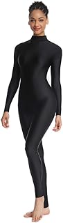 OVIGILY Adult High Neck Long Sleeve Dance Unitard for Women Bodysuits Full Body Leotard Spandex Catsuit