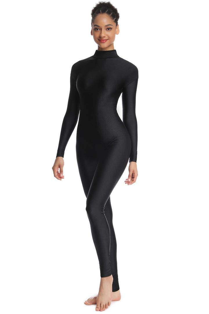 OVIGILY Adult High Neck Long Sleeve Dance Unitard for Women Bodysuits Full Body 