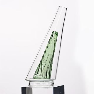 Double Wall High Borosilicate Glass Conical Flask, Clear Transparent Glass Vase Cup for DIY Art Crafts, Stained Glass Making, Home Decor &amp; Multi-Purpose Daily Use (Green)