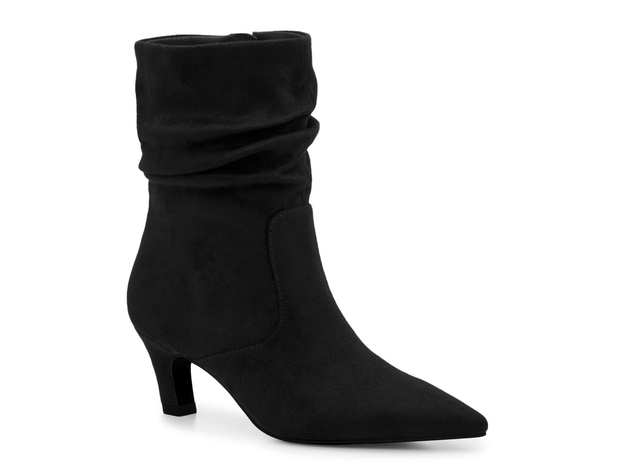 Coutgo Women's Slouchy Ankle Boots Low Kitten Heel Pointed Toe Booties Side Zipp