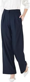 Work Trousers for Women Wide Leg Elastic High Waist Casual Office Dress Trousers Trousers with Pocket Regular and Large Sizes