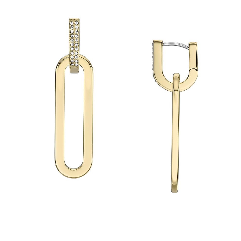 Fossil Women's gold stainless steel earrings with hoop closure