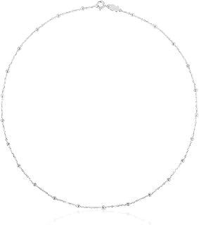 TOUS Sterling Silver Choker Necklace for Women with Interspersed Balls, Versatile, CHAIN Collection