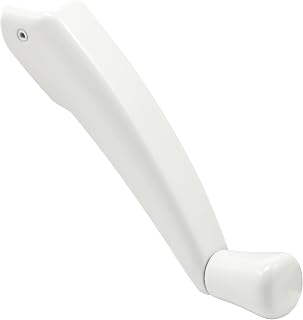 Prime-Line TH 22253 Folding Crank Handle for 11/32 In. Spindle Casement and Awning Window Operator – Low-Profile Design for Unobstructed Use of Blinds– Diecast Zinc, White Finish (Single Pack)
