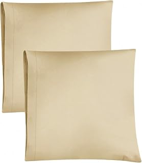 Pillowcases 80 x 80 cm, beige, pack of 2, soft microfibre pillowcases, breathable, easy-care and wrinkle-free cushion covers, machine washable with envelope closure, Oeko-Tex