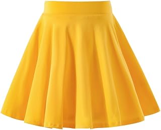 Girls Skater Skirt Elastic Waist Flared A-Line Cotton School Skirt