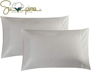 100% Supima Cotton 600 Thread Count King Pillowcase Set of 2, Luxury Hotel Pillow Cases,Soft & Silky Sateen Weave, Premium Quality Stardand Pillowcase 2 Pieces (Silver Light Grey, KPC)