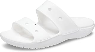 Crocs Men's and Women's Classic Two-Strap Slide Sandals, White, 14 Women/12 Men