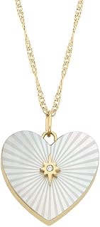 Fossil Women's Stainless Steel Gold Tone Lobster Clasp Heart Pendant Necklace