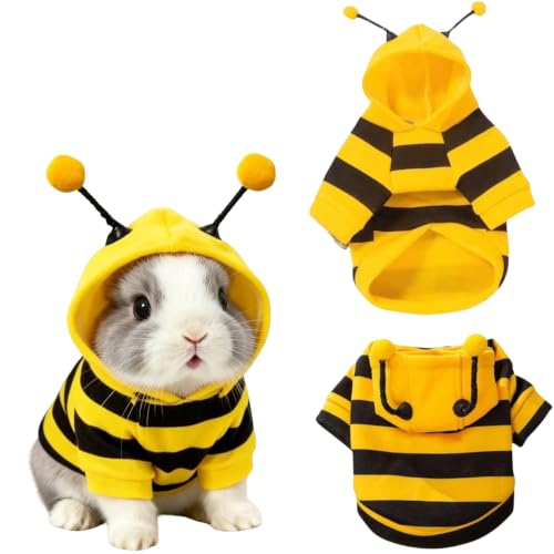 Adorable Bee Costume for Small Pets Rabbit Hoodie with Antennae (Small) | Cute b