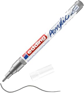Edding 5300 Fine Round Tip Acrylic Marker - Silver - 1 Waterproof Acrylic Paint Marker - 1-2mm - For Canvas, Art Paper & Wood - Art Paint Pens & Markers
