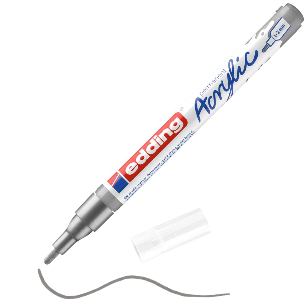 Edding 5300 Fine Round Tip Acrylic Marker - Silver - 1 Waterproof Acrylic Paint 