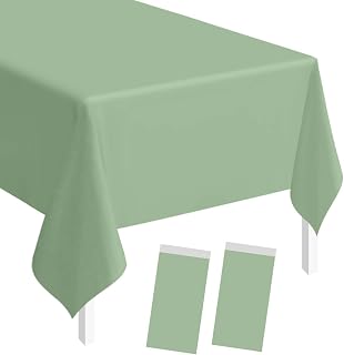 SietDESEO Confezione da 2 tovaglie in plastica usa e getta di alta qualità, 137 x 274 cm, per tavoli rettangolari, in plastica, per matrimoni, baby shower, feste, usa e getta