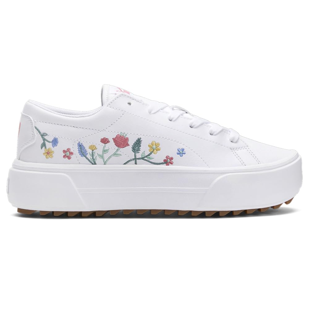 PUMA Womens Kaia Floral Platform Sneakers Shoes Casual - White