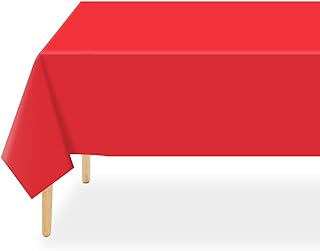 QIKSION 2 Pack Red Plastic Table Cloth Disposable, Red Tablecloth | 54 x 108 Inch Rectangle Tablecloths for Valentines, Mothers Day, Birthday Party, Christmas Decorations, Plastic Table Cover