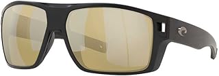 Costa Del Mar SUNGLASSES Costadelmar mens Diego Rectangular Sunglasses, Matte Usa Black/Copper Silver Mirrored Polarized-580g, 62 mm