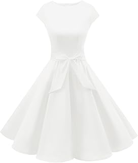 Dressystar Vestido vintage de cóctel de los años 50 con mangas casquillo para mujer, estilo retro, rockabilly, para baile de graduación