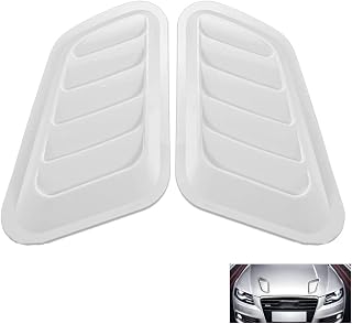 WeFoonLo Decorative Car Air Flow Intake Cover Universal Hood Scoop Body Kit, 2 Pack Cars and Trucks Vent Accessories ABS Exterior Glossy Sticker (White)