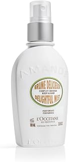 L'OCCITANE Almond Hair &amp; Body Mist, Lightweight Fragrance Spray, 3.3 Fl Oz | Hydrating glow finish, light, sweet gourmand scent, silky layerable scent, refreshes hair &amp; skin, softens, daily self-care