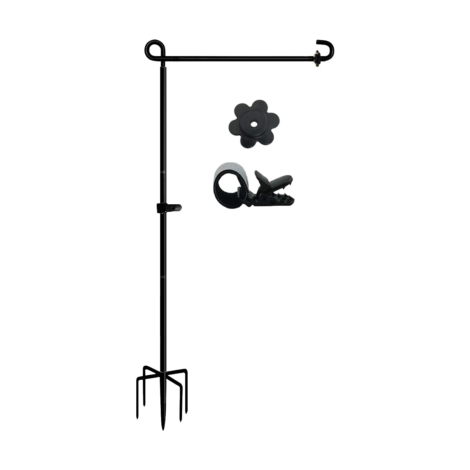 LCCBRO Garden Flag Stand Holder Pole with 5 Prong Base for Outside Double Flag, 