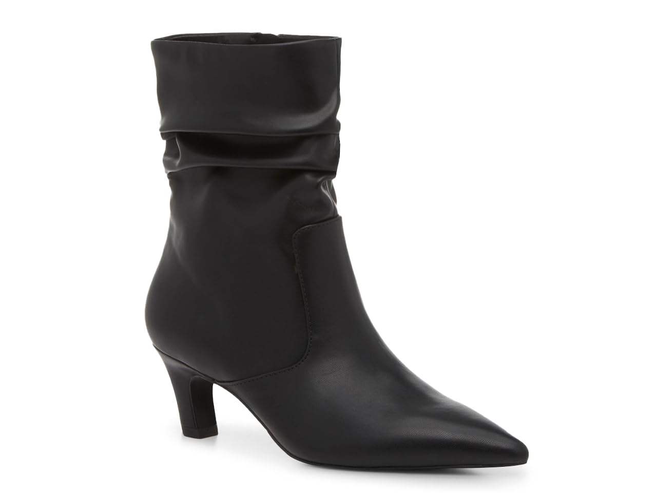 Coutgo Women's Slouchy Ankle Boots Low Kitten Heel Pointed Toe Booties Side Zipp