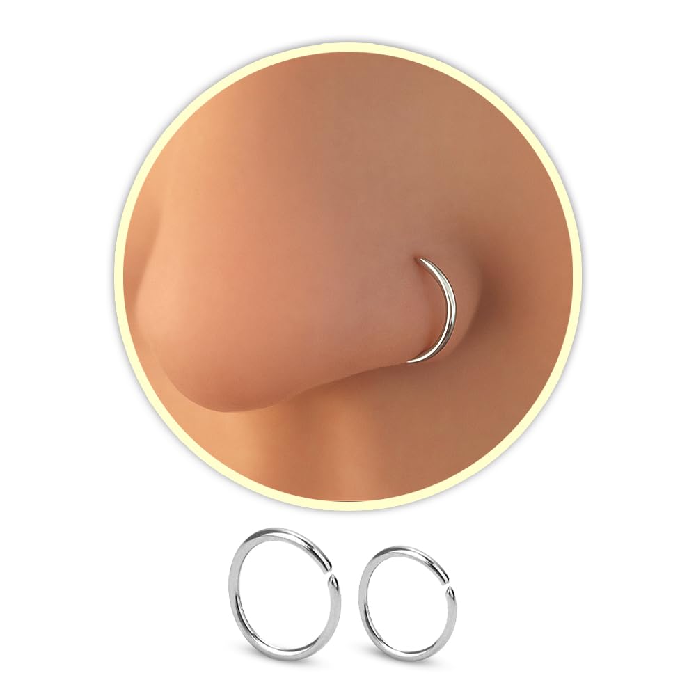 HY DOT 2pcs Nose Ring Piercing Jewellery for Women, Nose hoops Snug and Super Sn