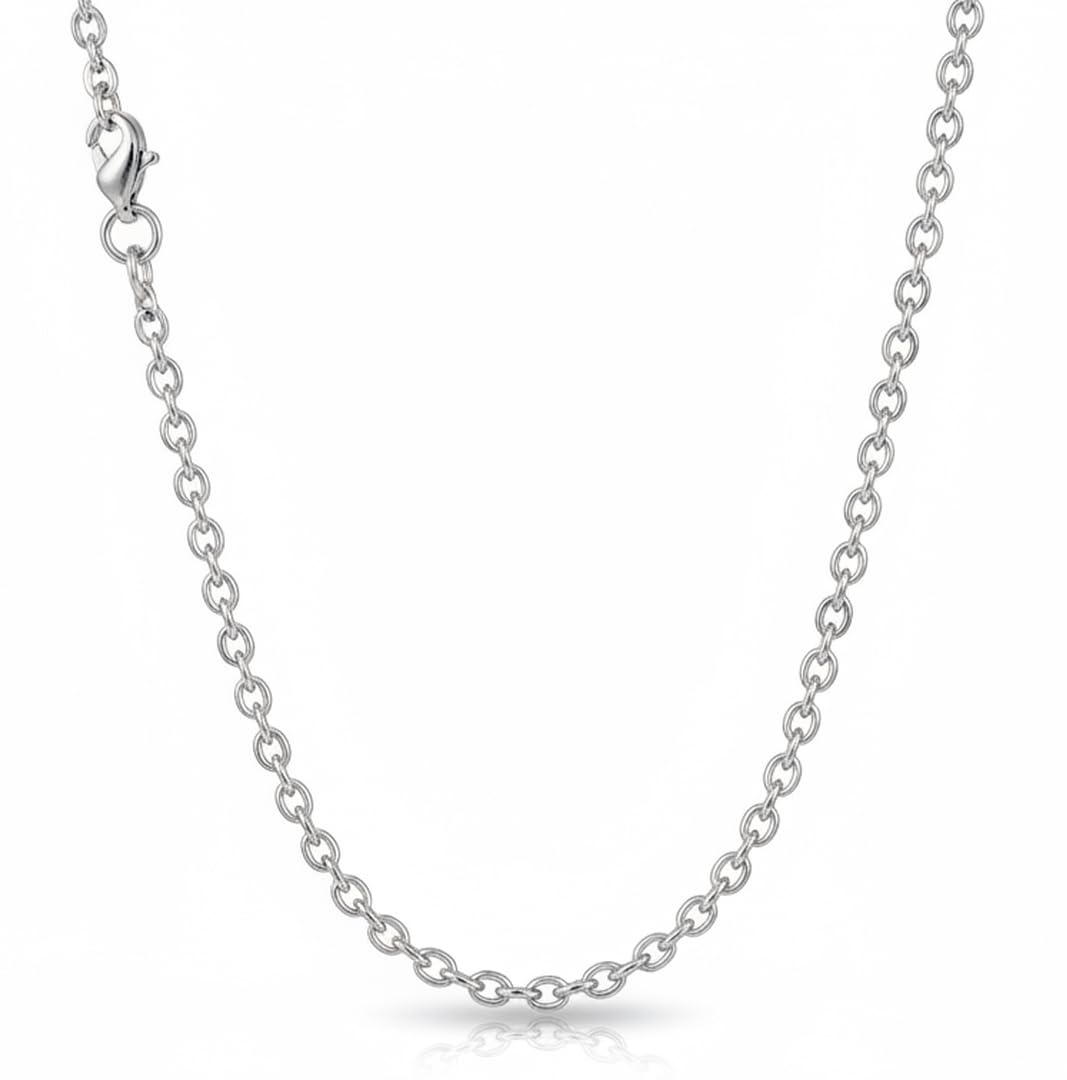 Silver Necklace Curb Chain stainless Steel 1.5mm Width, 16" 18" 20" 22" 24" Leng