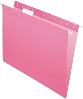 Pendaflex Hanging File Folders, Letter Size, Pink, 25-Pack, Durable Paper Stock, Coated Rods, Lighter Interior to Prevent Misfiling, for Home or Office Filing Systems
