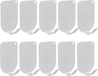 1/5/10 Pcs Stainless Steel Hooks No Punching No Trace Self Adhesive Strong Storage Rack Bathroom Kitchen Organizer "White, 10 Pieces"