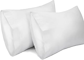 Lirex 2 Pack Pillow Cases, 100% Cotton Breathable Pillowcases Pillow Covers, 50 x 75 cm Queen Size (White, Queen)