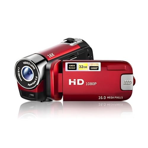 Video Camera Camcorder, 1080P 16MP DV Camera Vlogging Recorder, 2.7in TFT 270 De