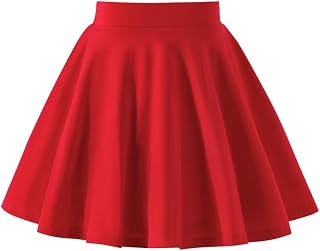 Girls Skater Skirt Elastic Waist Flared A-Line Cotton School Skirt