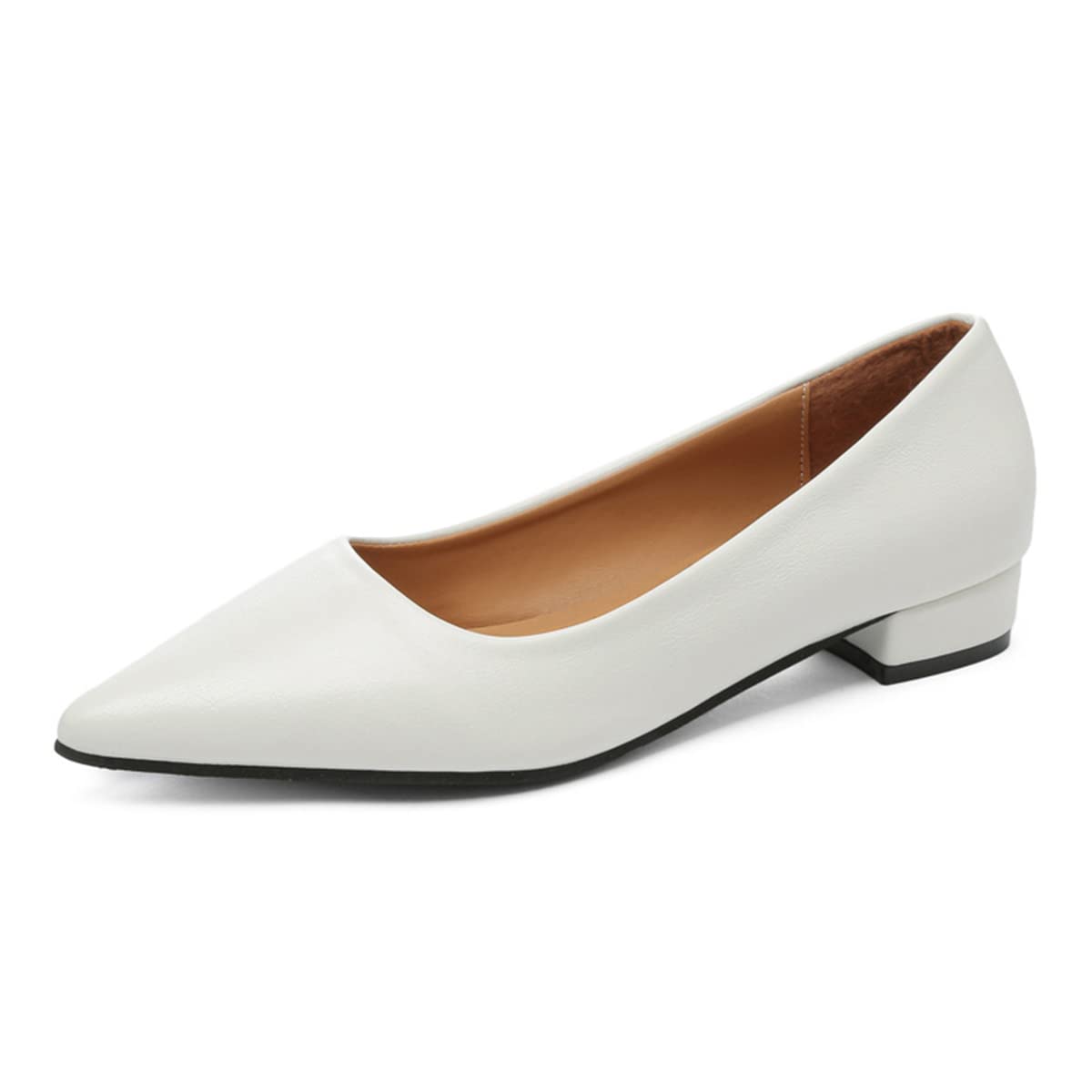 CoceMoce Closed Pointed Square Toe Flats for Women Comfortable Low Heel Slip On 
