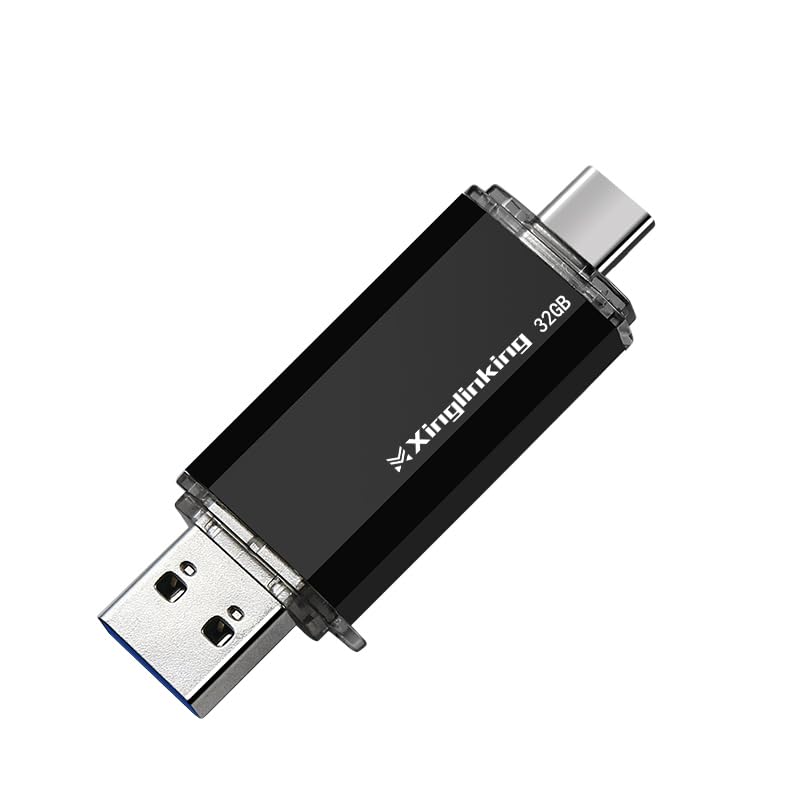 32GB USB Flash Drive USB C + USB A Dual Type C Memory Stick 2-in-1 Thumb Drive J