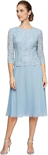 Alex Evenings Long Cold Shoulder Dress (Petite And Regular Sizes) Dress for Mother of the Bride Woman